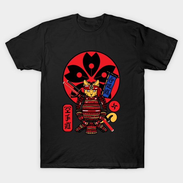 Samurai Cat T-Shirt by FullOnNostalgia